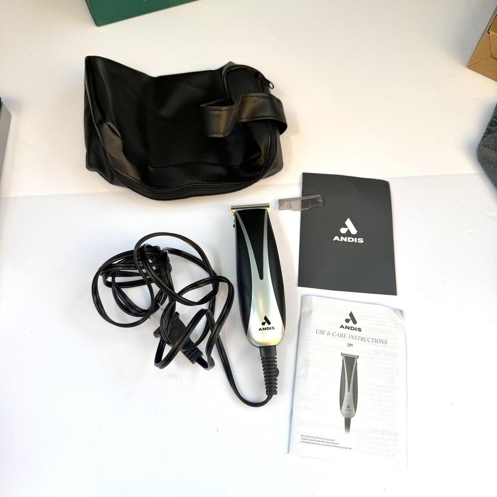 Andis Model CPT Square Blade Trimmer Corded Electric Neck Black Mens W/ Case
